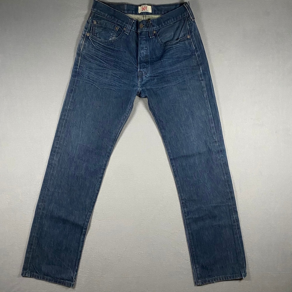 Y2K Levis 501 Original Mens Straight Leg‎ Button Fly Dark Wash Denim Jeans 31x32